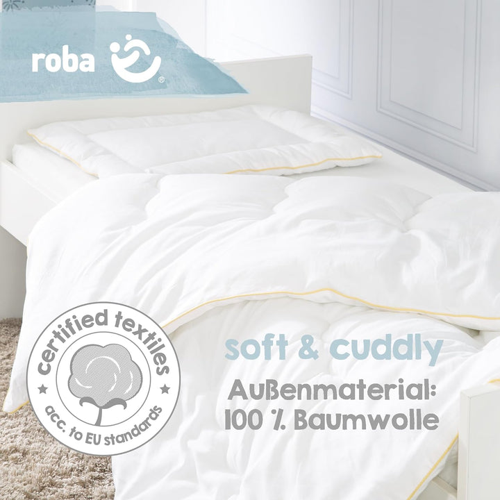 roba Kindersteppbett - Kinder Bettdecke 100 x 135 cm + Kissen 40 x 60 cm - Baby Set (Inlett) - 4 Jah