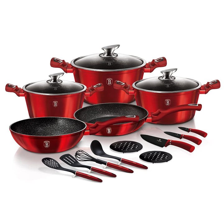 Berlinger Haus 17 Teile Kochgeschirr Set - Weinrot 17-Piece Weinrot, 17-Piece Weinrot