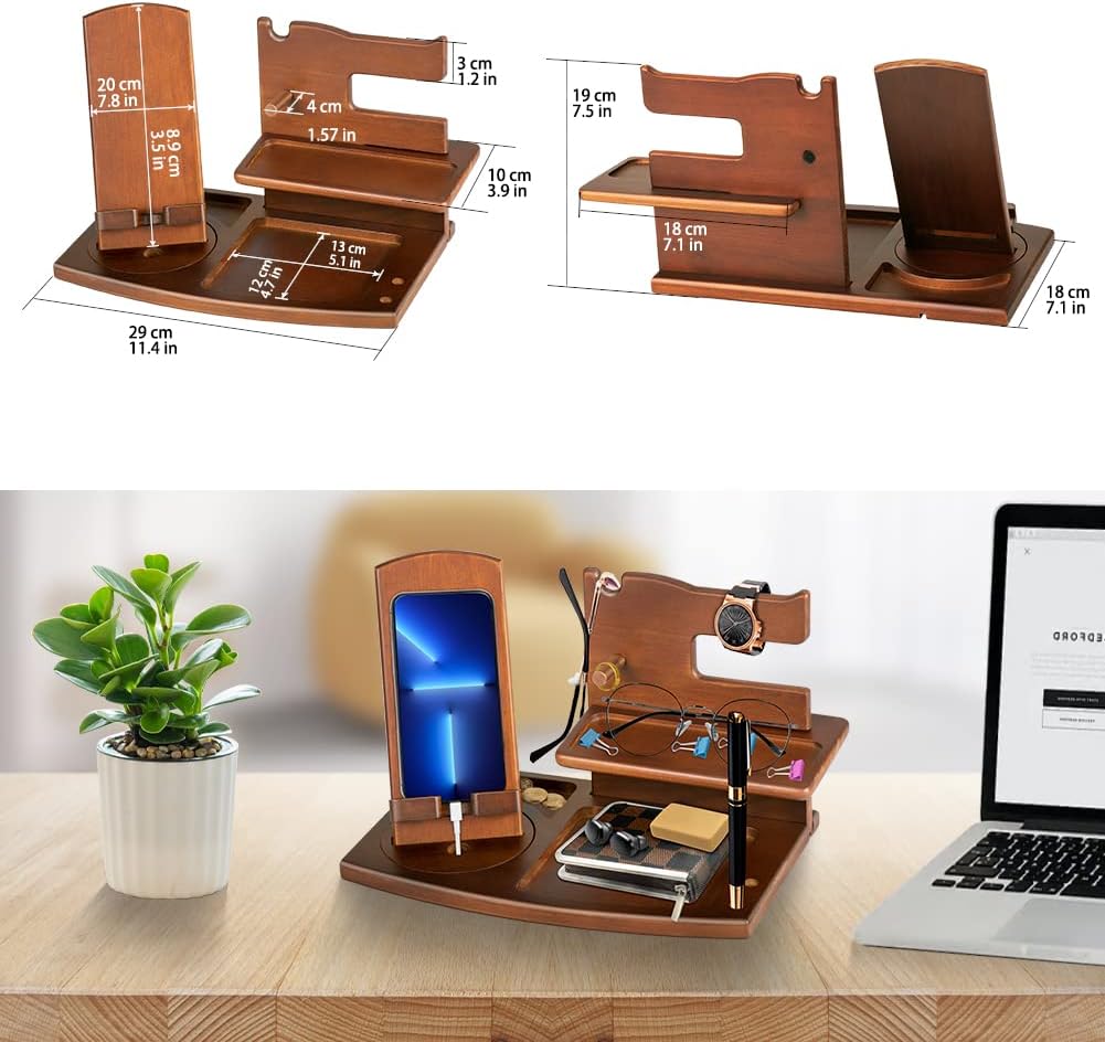 Geschenke für Männer Weihnachten Holz Telefon Dockingstation Nachttisch Organizer Männer Geschenk Ge