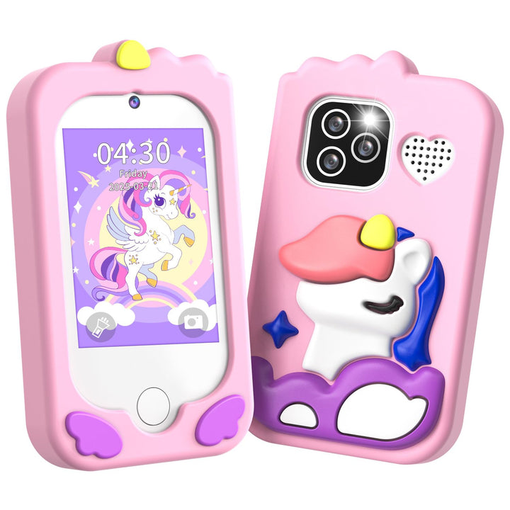 CHAKEYAKE Kinderkamera,Kinder Handy Smartphone Lernspielzeug,Kinder Kamera mit Dual Kamera 2.8" Touc