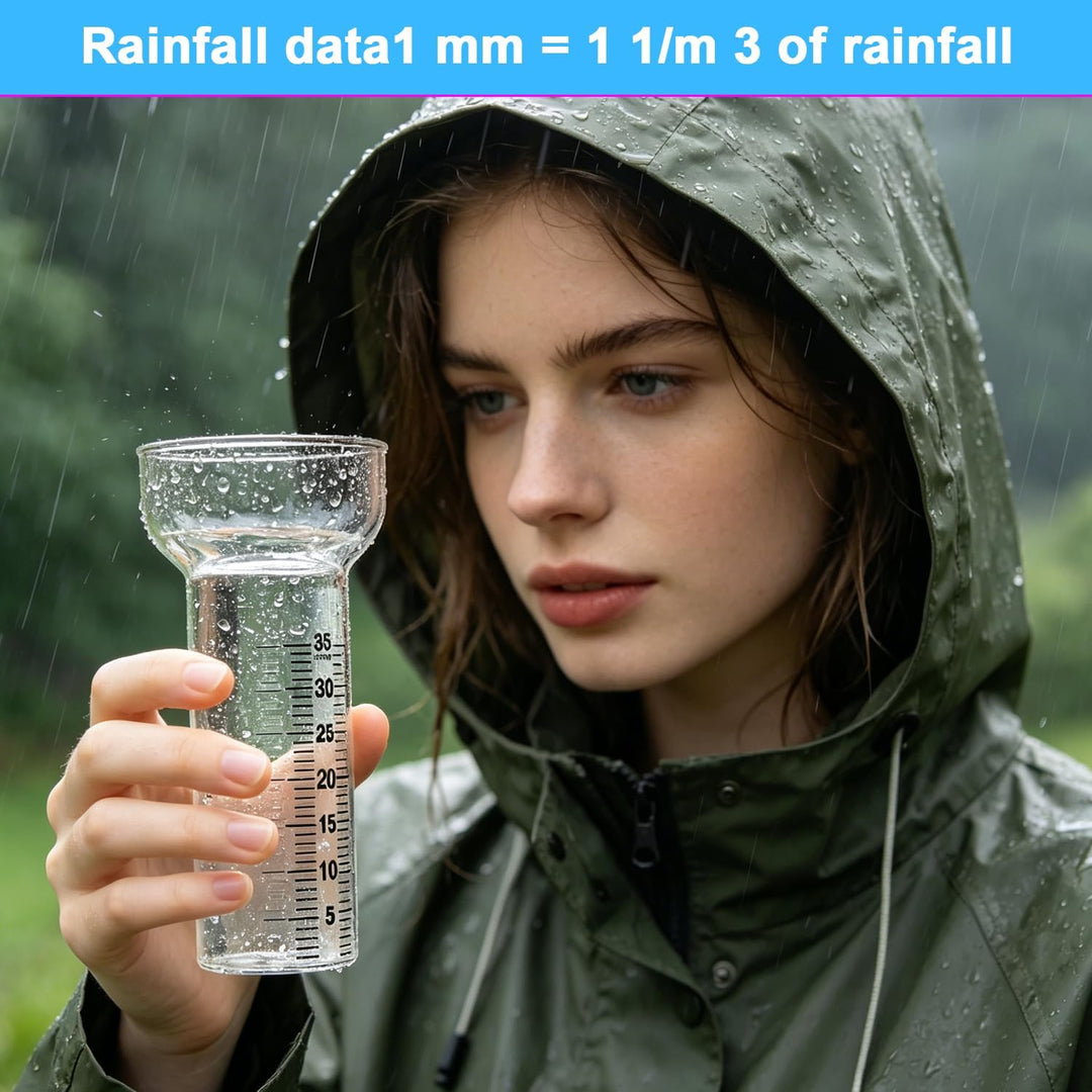 2 Stück Regenmesser Glas 35mm Frostsicher, Regenmesser Ersatzglas mit Halterung und Klarer Skala, Ni