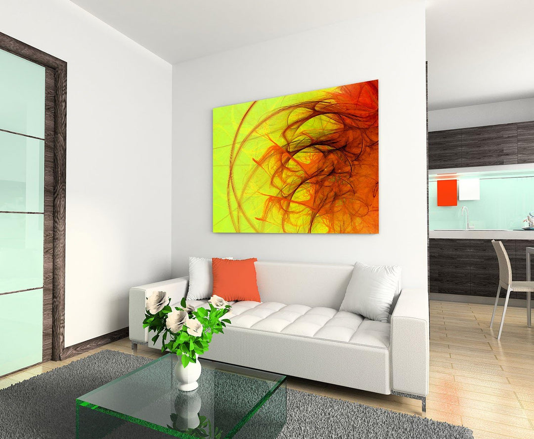 Paul Sinus Art 60x80cm Abstrakt017_Leinwandbild leuchtendes gelb grün orange rot Abstrakte Kunst Kun