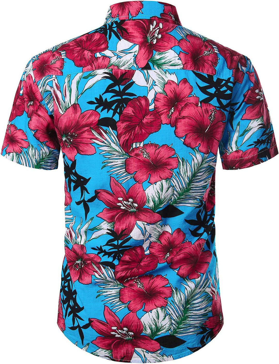 JOGAL Herren Casual Floral Blumenmuster Kurzarm Hawaiihemd Himmelblau S, Himmelblau S