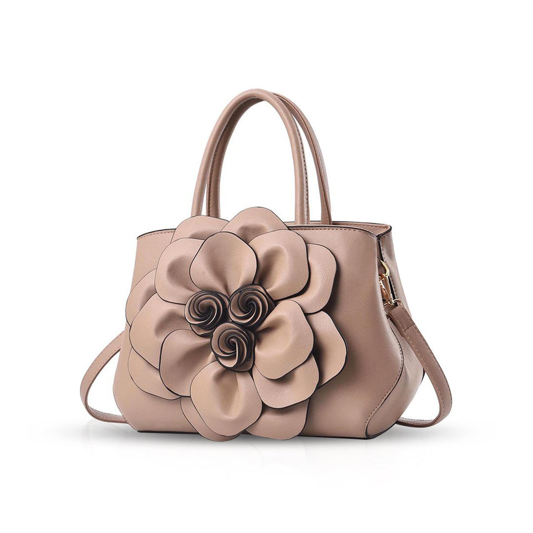 NICOLE & DORIS Modische Damen-Umhängetasche, Handtasche, Umhängetasche, Blumenmotiv Khaki, Khaki