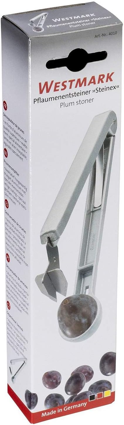Westmark Pflaumenentsteiner für küchenfertig entsteinte Zwetschgen, 16,7 cm lang, Aluminium, lebensm
