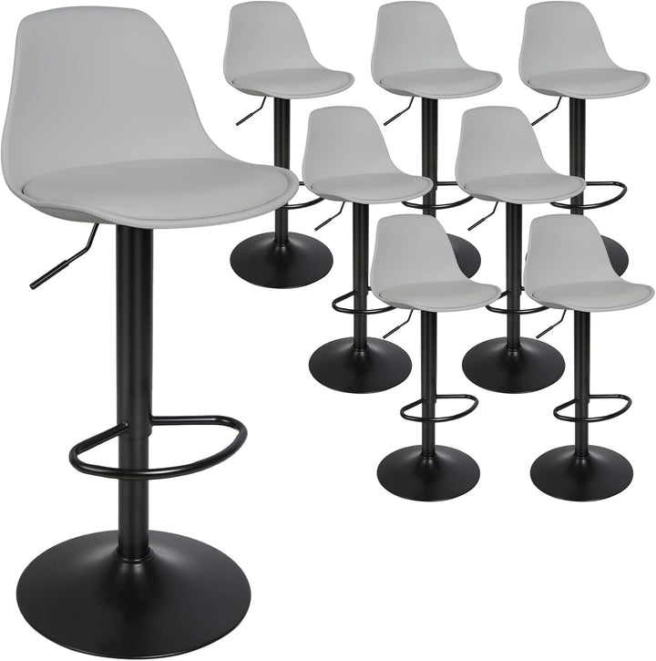 DDMINE 8er Set Barhocker mit Polster Gepolsterter Drehhocker mit Luftheber-Design, Kunstleder Barstu