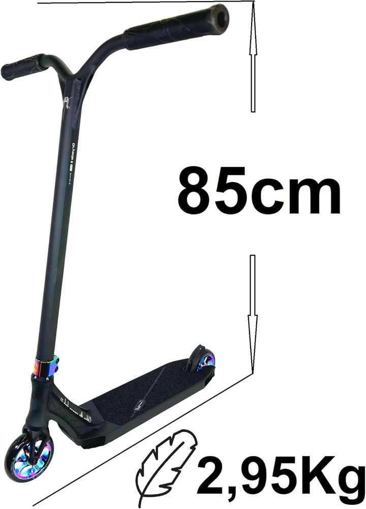 Ethic Erawan Stunt-Scooter komplett H=85cm + Fantic26 Sticker Schwarz / Rainbow Neochrome, Schwarz /