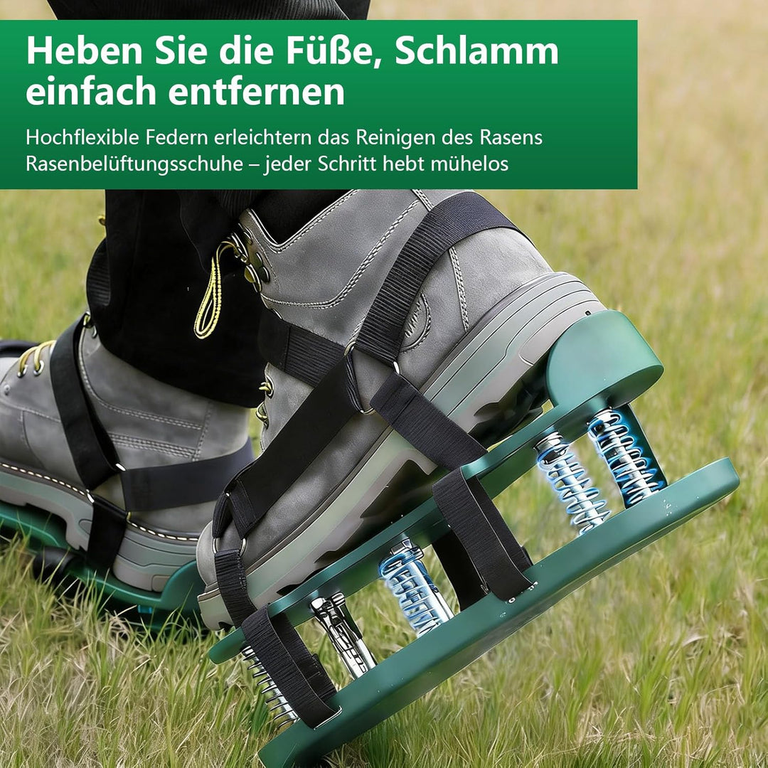 Nagelschuhe, Rasenlüfter mit Klettverschluss, Nagelschuhe Ausgleichsmasse, Vertikutierer Rasenbelüft