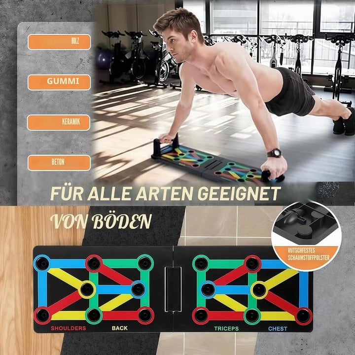 12 in 1 Liegestützbrett Set mit Griffen, Faltbare Push-Up Liegestütz Brett mit Handgriff für Muskelt