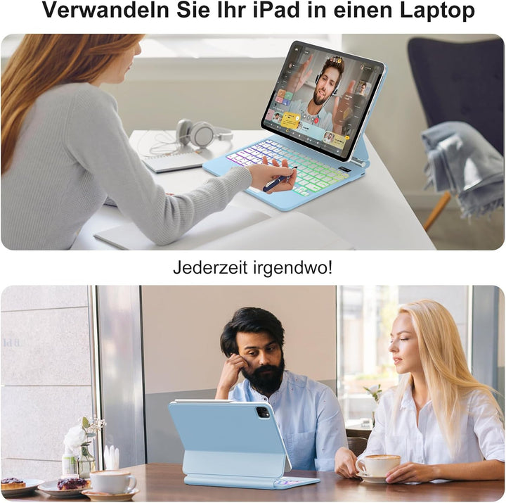 Magic Keyboard für iPad Air 11" (M3 2025, M2 2024)/iPad Pro 11 (4ª/3ª/2ª/1ª Gen), Magnetischer Ständ
