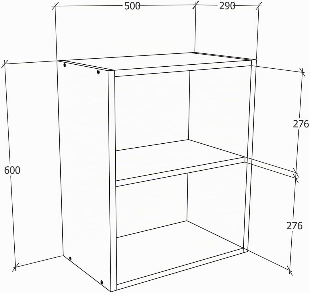 VCM Küchenschrank Breite 50 cm Holztür Hängeschrank Küche Küchenmöbel Esilo Weiss/Sonoma-Eiche Weiss