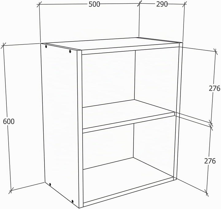 VCM Küchenschrank Breite 50 cm Holztür Hängeschrank Küche Küchenmöbel Esilo Weiss/Sonoma-Eiche Weiss