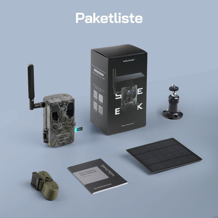 WOLFANG Wildkamera, 2.5K 4G LTE Live Solar Übertragung Wildkamera mit Handyübertragung App, Echtzeit