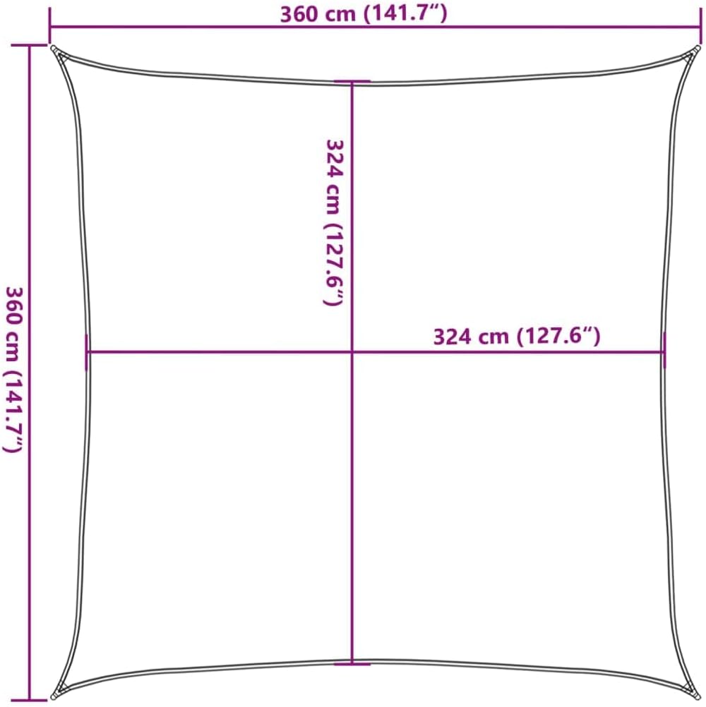 vidaXL Sonnensegel HDPE Quadratisch 3,6x3,6m Weiss Sonnenschutz Beschattung