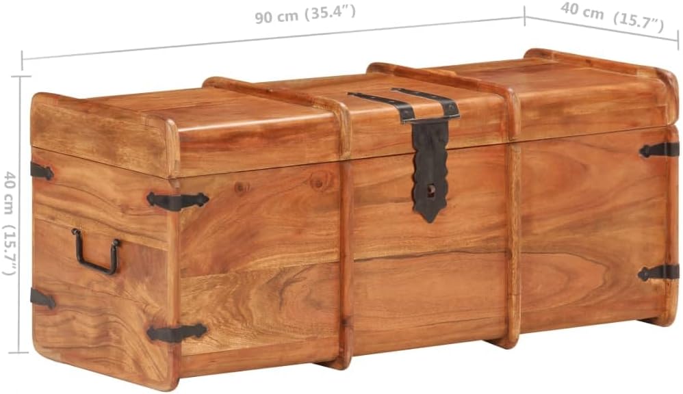 vidaXL Akazienholz Massiv Holztruhe Abschliessbar Truhe Aufbewahrungsbox Holzkiste Schatztruhe Schat