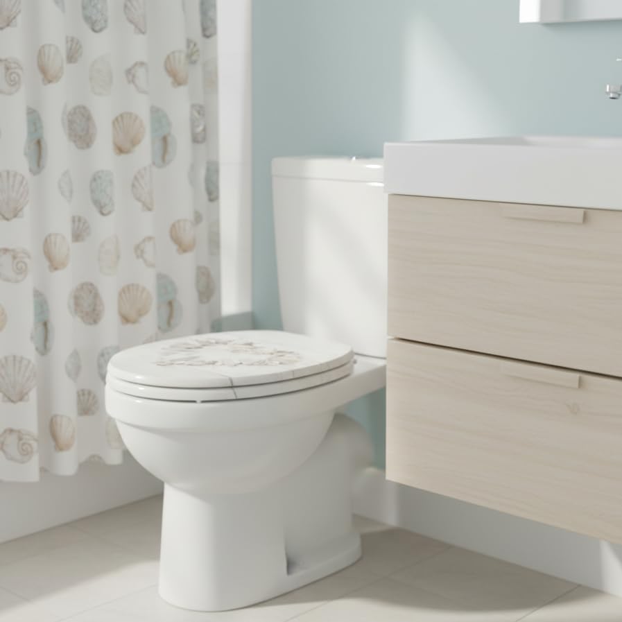 SINOBATH WC-Sitz Mit Absenkautomatik, Hochwertige Und Stabile Antibakterieller Toiletten, MDF Holzke