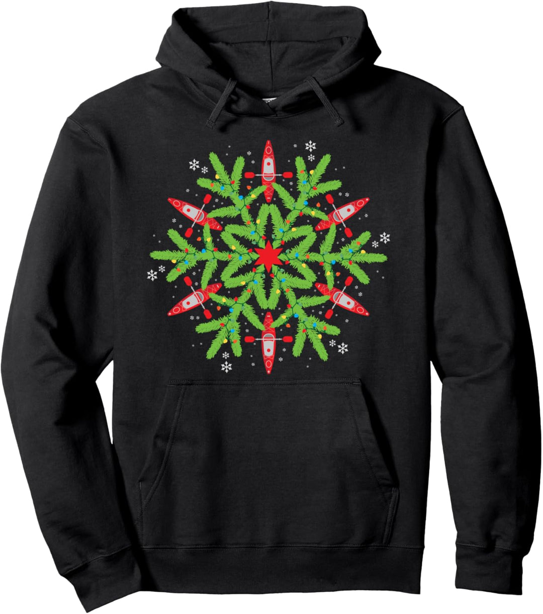 Kajakfahren Weihnachten Schneeflocke Kajakfahrer Pullover Hoodie