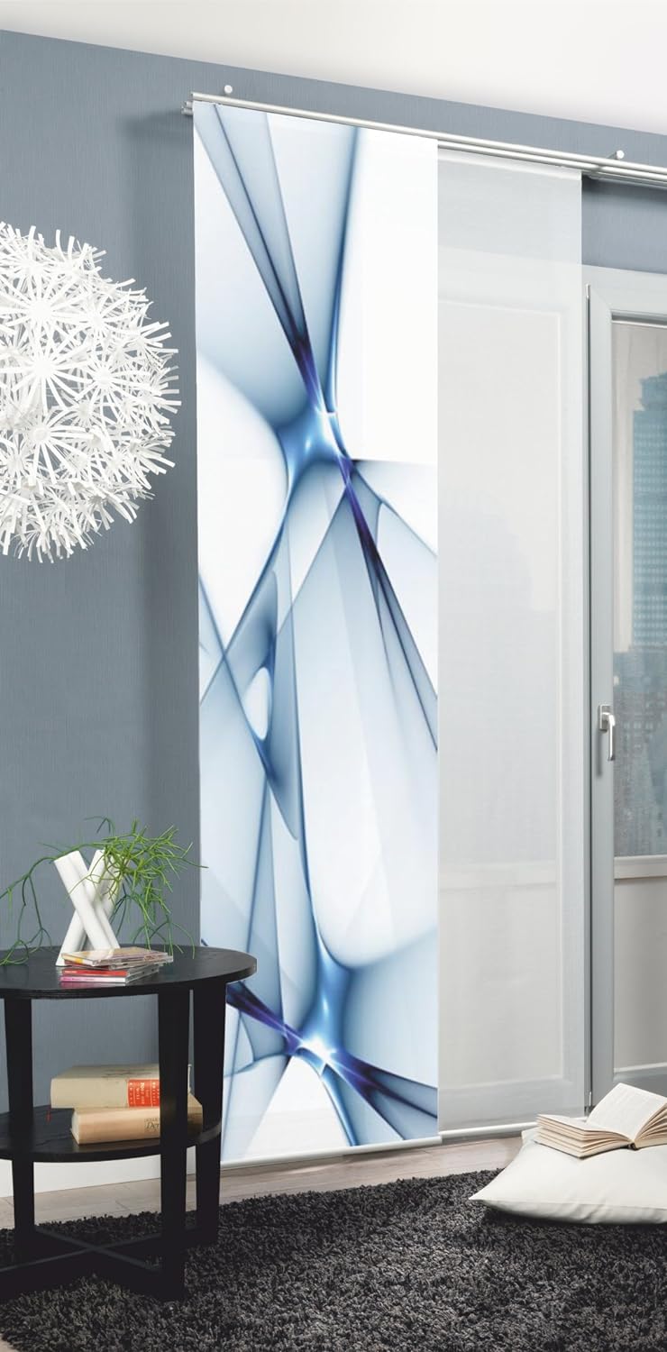 Home Fashion Franklin Schiebevorhang, Polyester, Blau, 245X60 cm, Blau