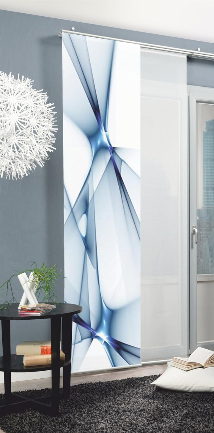 Home Fashion Franklin Schiebevorhang, Polyester, Blau, 245X60 cm, Blau