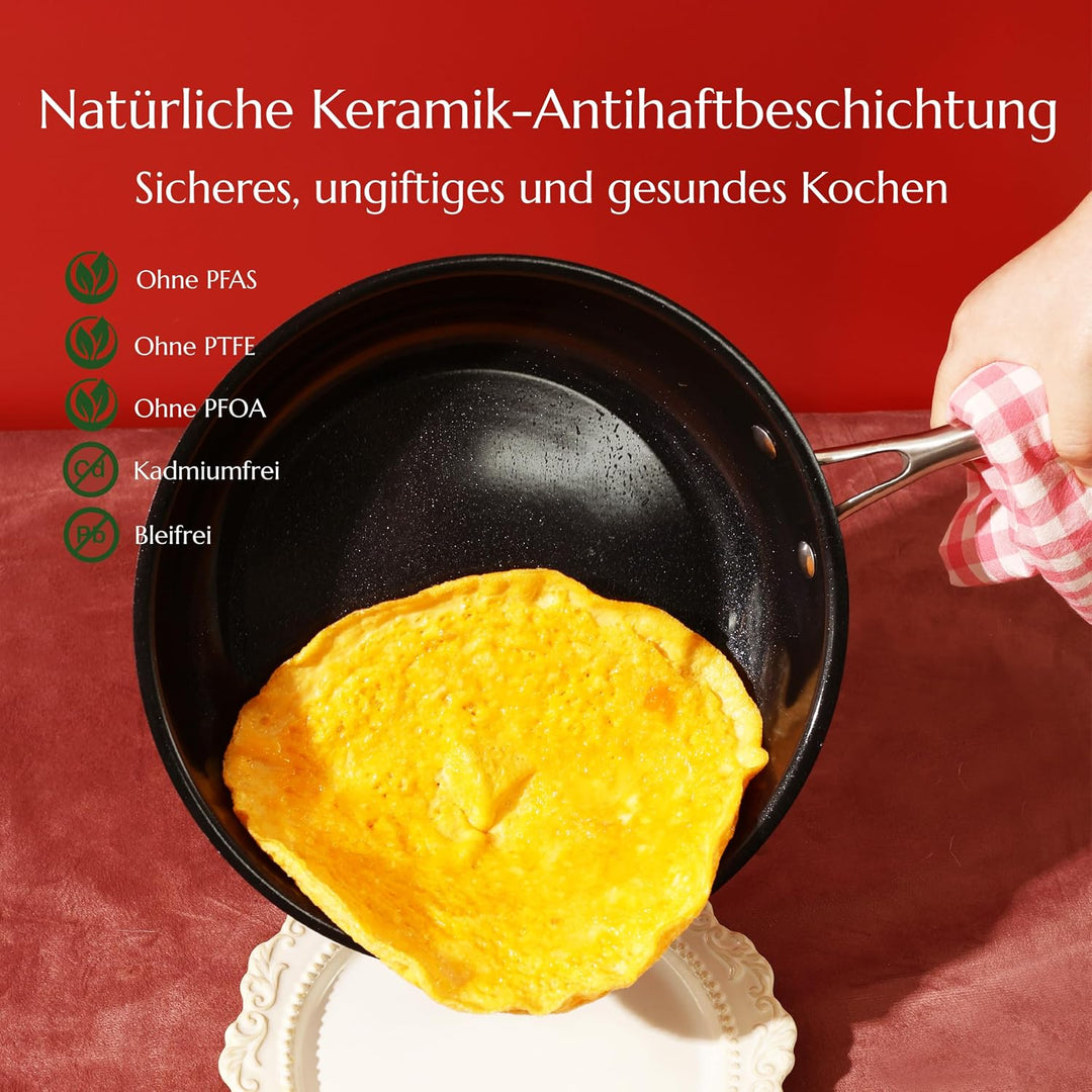 UUKRAVE Keramik Bratpfannen ohne Teflon, Pfannenset Induktion, Keramikpfanne ohne ptfe und pfoa 20/2