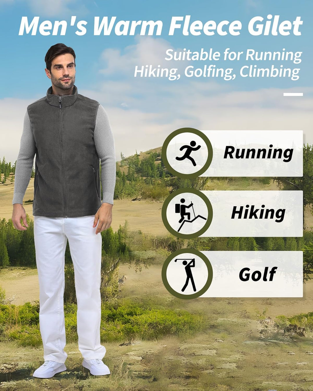 Outdoor Ventures Herren Fleece gefütterte Weste Leichte ärmellose Jacken für Herren Warme Arbeitswes