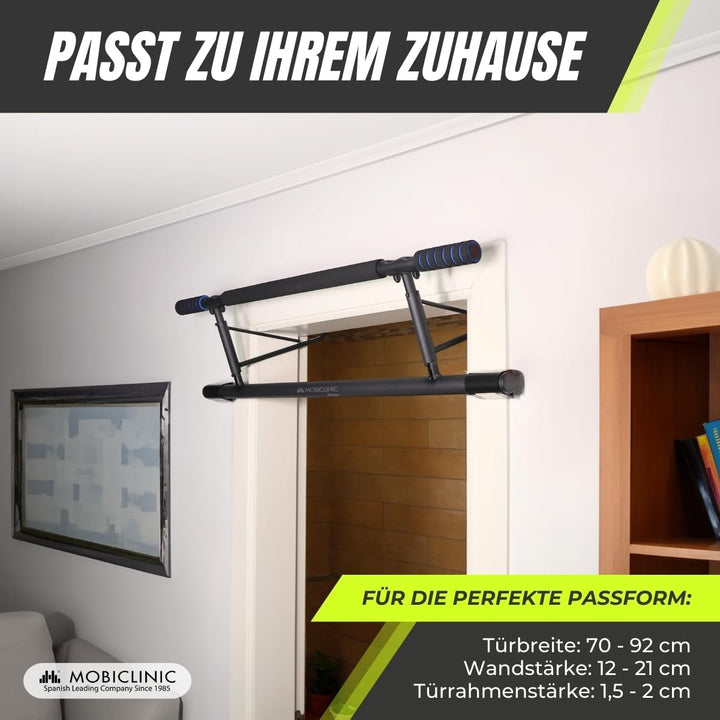 Mobiclinic® fitness, Klimmzugstange türrahmen, Werkzeuglos, K5, Max. 200 kg, Mit elastischen, Rutsch