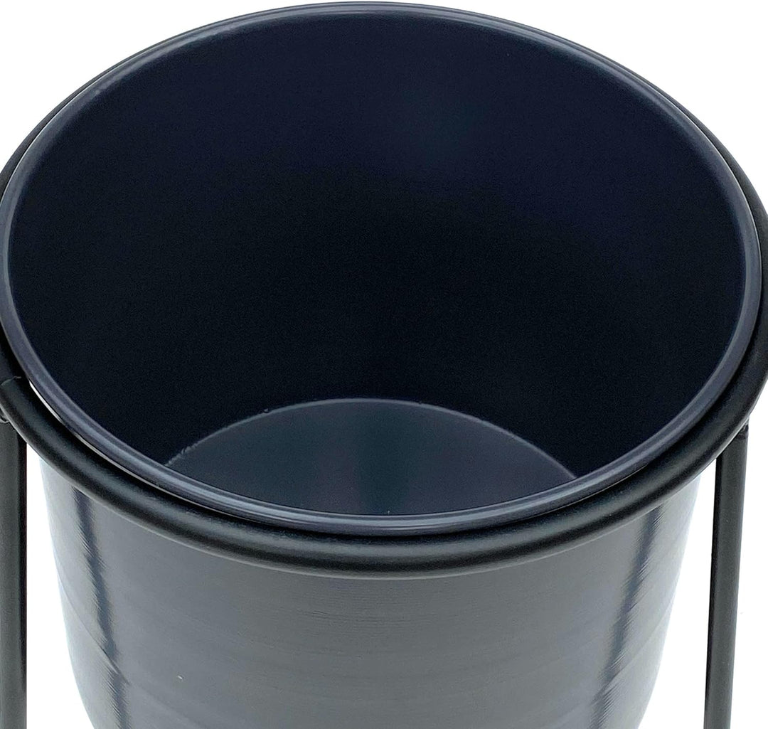 DanDiBo Blumenhocker mit Topf Metall Schwarz L 45 cm Blumenständer 96052 Blumensäule Modern Pflanzen