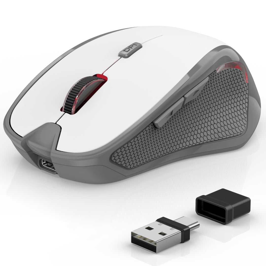 Azmall Ergonomische Maus Kabellos für Laptop/PC/MacBook/iPad, 2.4GHz & Bluetooth Büro Stumme Funkmau