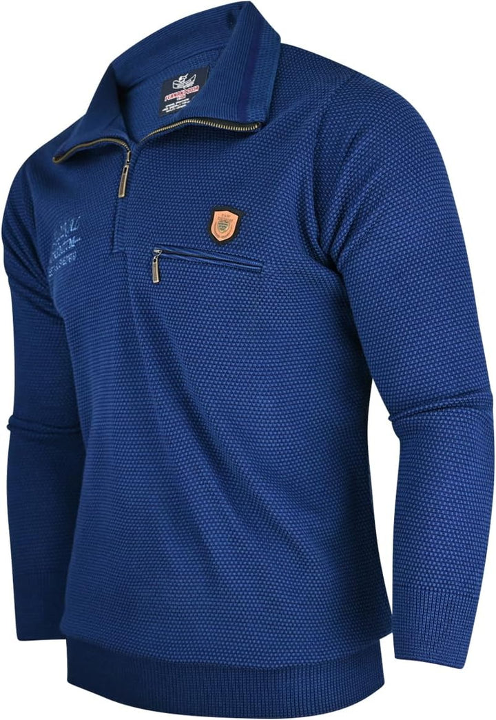 Soltice Herren Langarm Sweatshirt mit Brusttasche, Gestreifter Strickpullover mit Kragen, Meliert, W