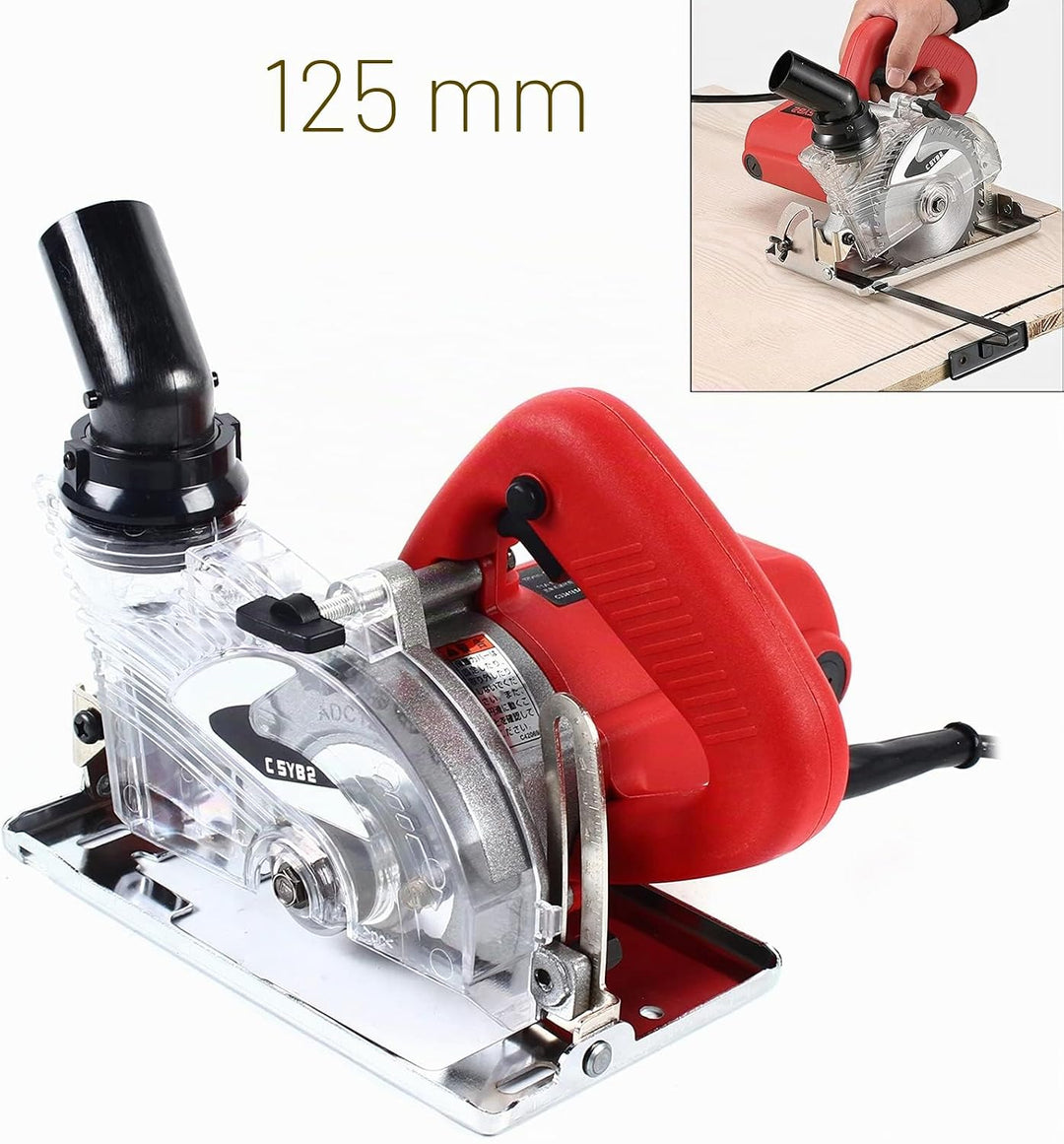 Mauernutfräse 1800W, Staubfreie Schlitzfräse mit Schneidmessers 125 mm 18000 U/min Stofftasche Sechs
