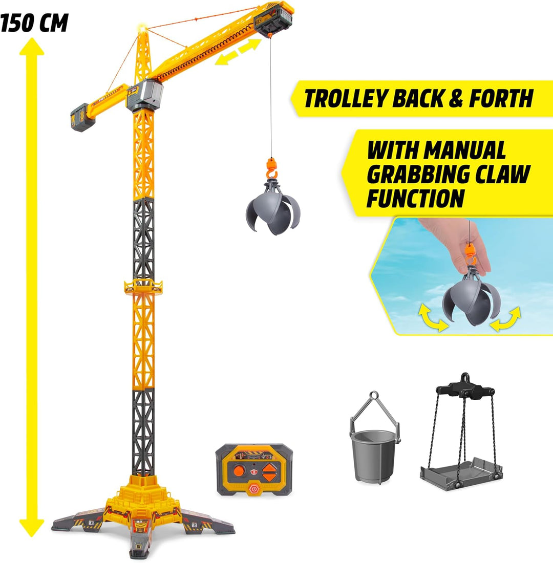 Dickie Toys - RC Titan Crane (150 cm) - Ferngesteuerter Spielzeug-Kran mit 360°-Drehung und interakt