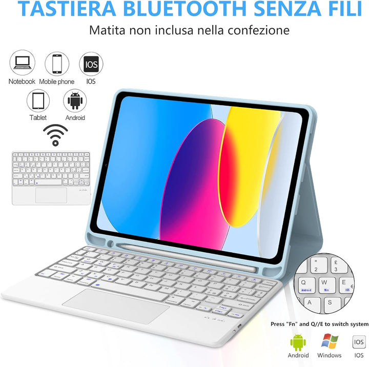 Für iPad A16 11/10 Generation 2025/2022 11/10,9 Zoll Tastaturabdeckung | Abnehmbare Bluetooth-Tastat