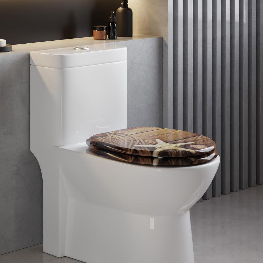 WOLTU #2 Premium WC-Sitz Toilettensitz mit Absenkautomatik, MDF Holzkern, Softclose Scharnier, Desgi