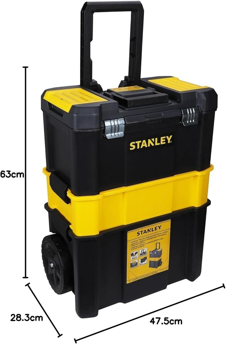Stanley STST1-80151 Essential Rollende Werkstatt, Belastbarkeit bis zu 20 kg, Metallverschlüsse, Org