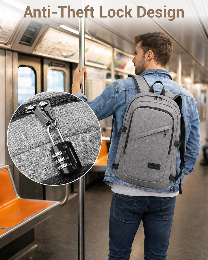 KONO Laptop Rucksack für Herren und Damen, Wasserdichter und Diebstahlsicher Business Laptoprucksack