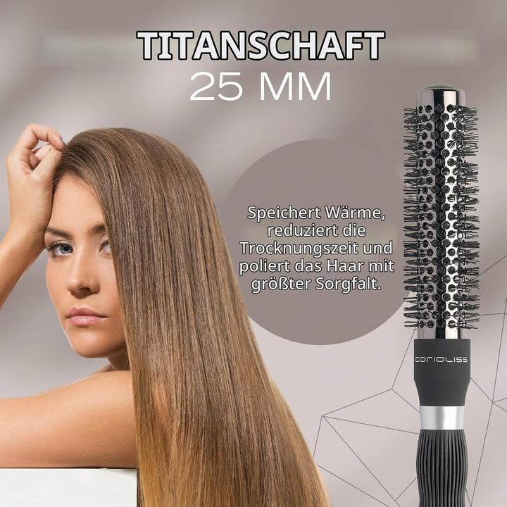 CORIOLISS | Haarbürsten für Frauen | Professionelle Titanium Round Barrel Ionic Haarbürste | Ideal f