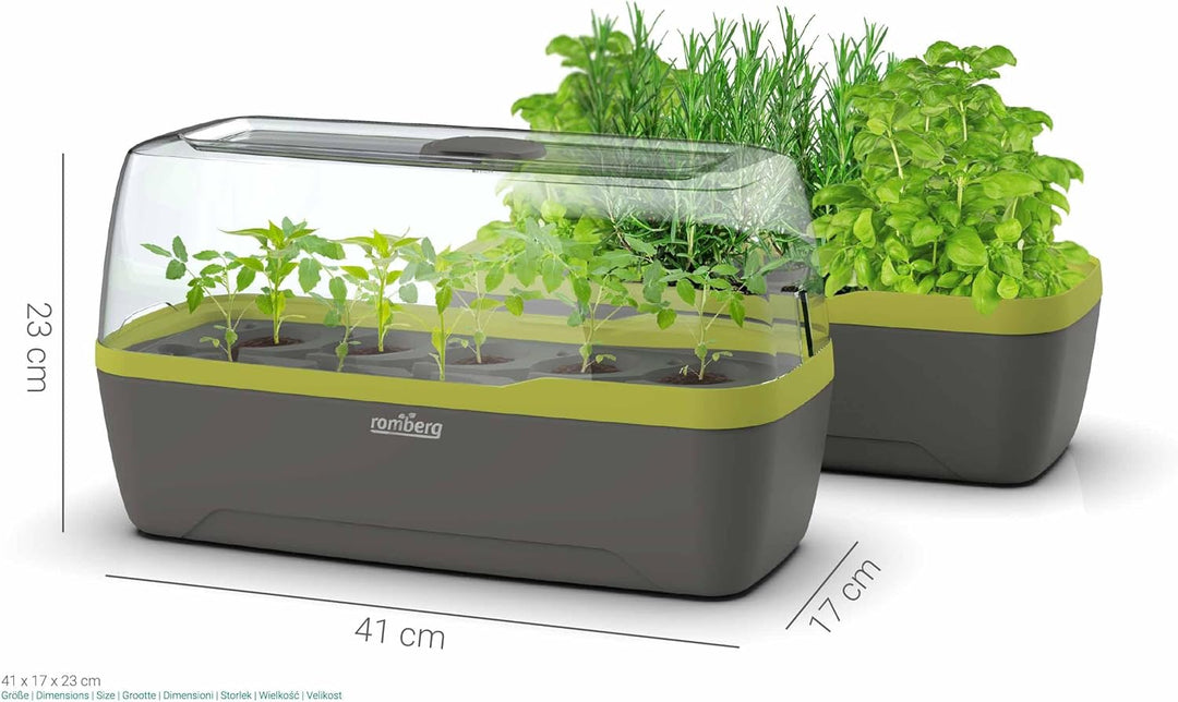 Romberg BoQube L Plus (Pflanzsystem, Farbe Anthrazit-Sommergrün, PAK-frei, lebensmittelecht, mit Bel
