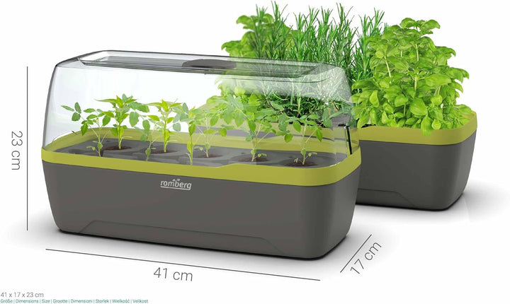 Romberg BoQube L Plus (Pflanzsystem, Farbe Anthrazit-Sommergrün, PAK-frei, lebensmittelecht, mit Bel