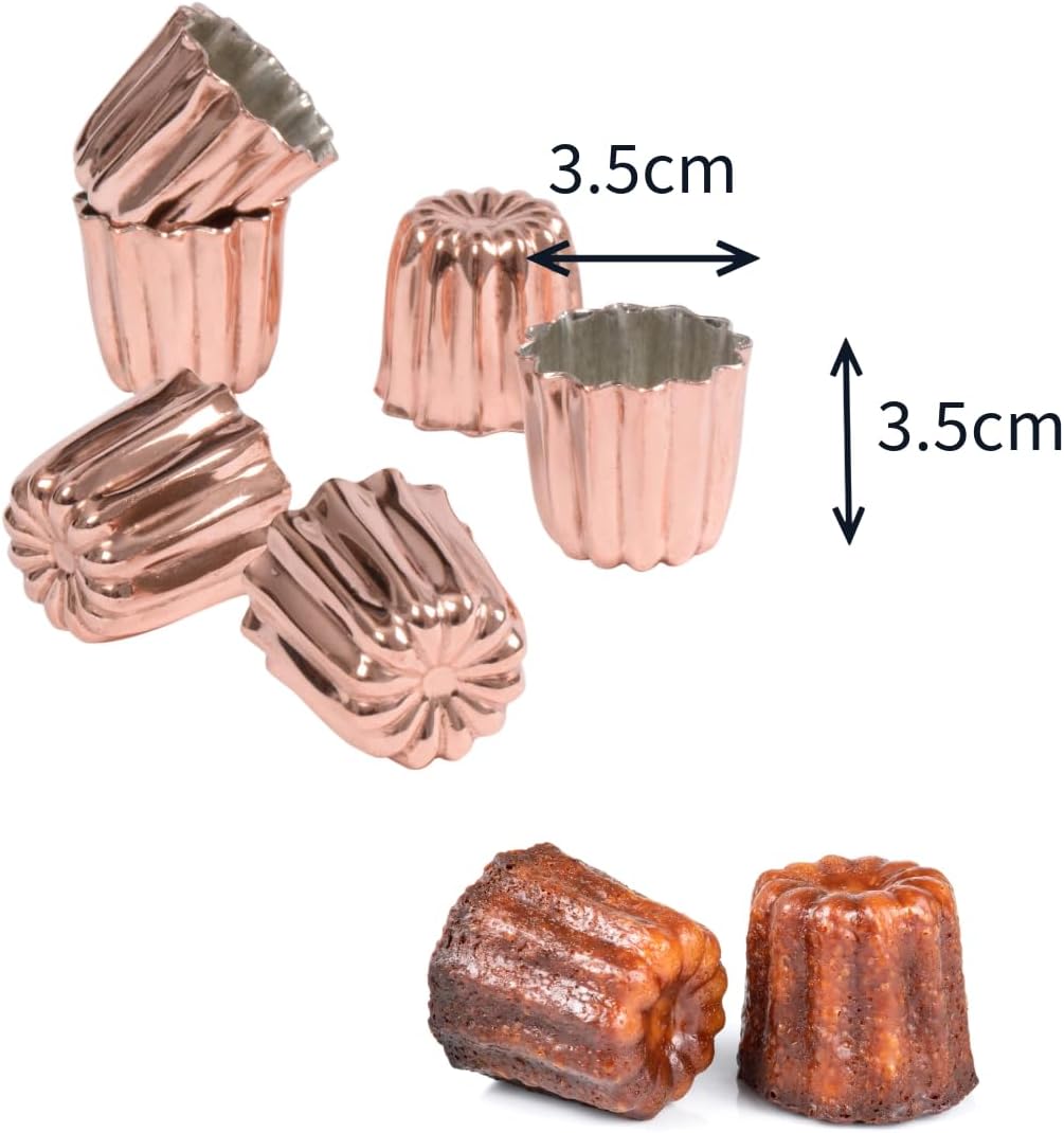 patisse 43016 Backform für Canelé de Bordeaux, Kupfer, 35 mm,