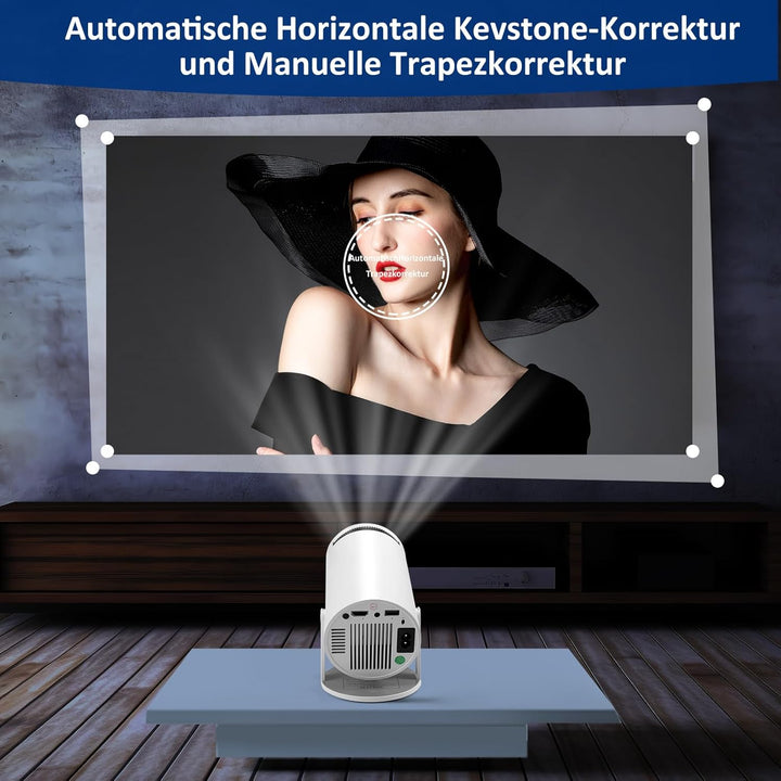 Mini Beamer 4K Unterstützt Android 11,Beamer Handy Outdoor 180°Drehbarer,Mini Projector 5G WiFi 6 BT