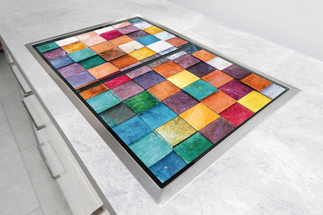 TMK ArtDeko Herdabdeckplatte 2 Teilig 40x52 + 60x52 cm - Spritzschutz Herdabdeckung – Herdschutz aus