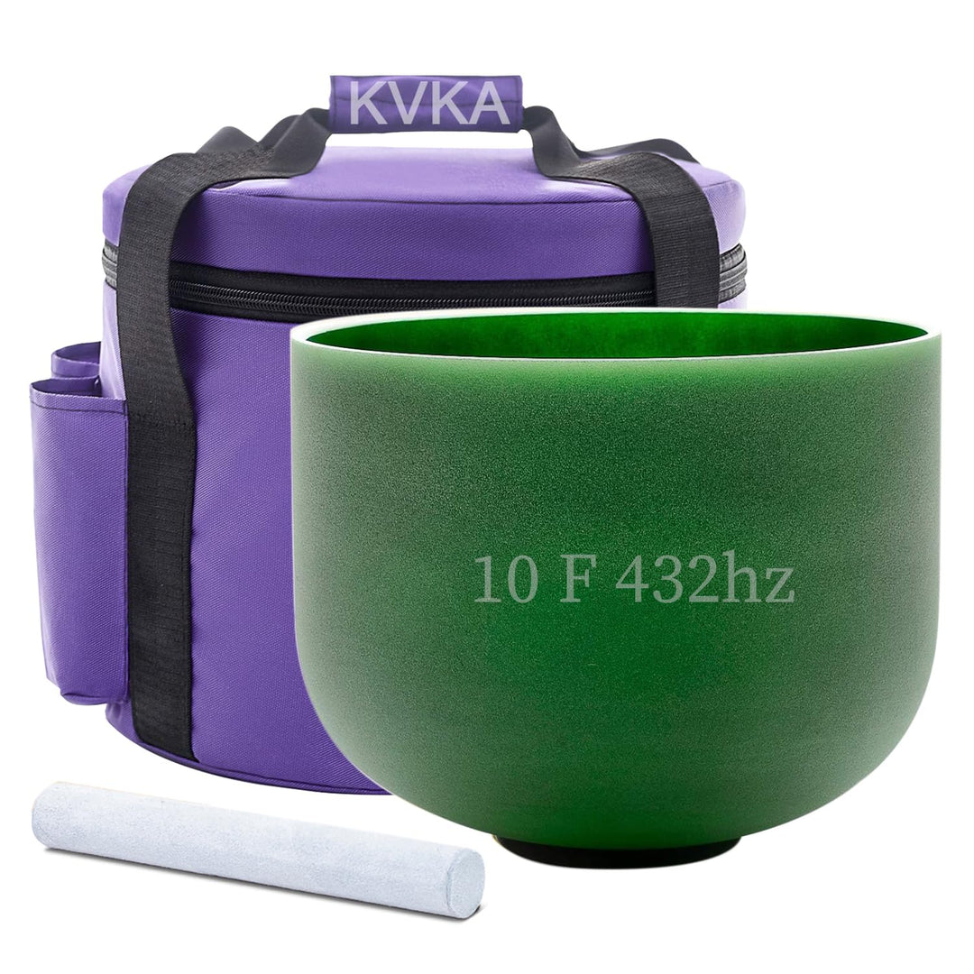 KVKA 25cm Klangschalen, 432Hz F note 10 inch Grün Chakra Sound Healing Klangschale für Meditation St