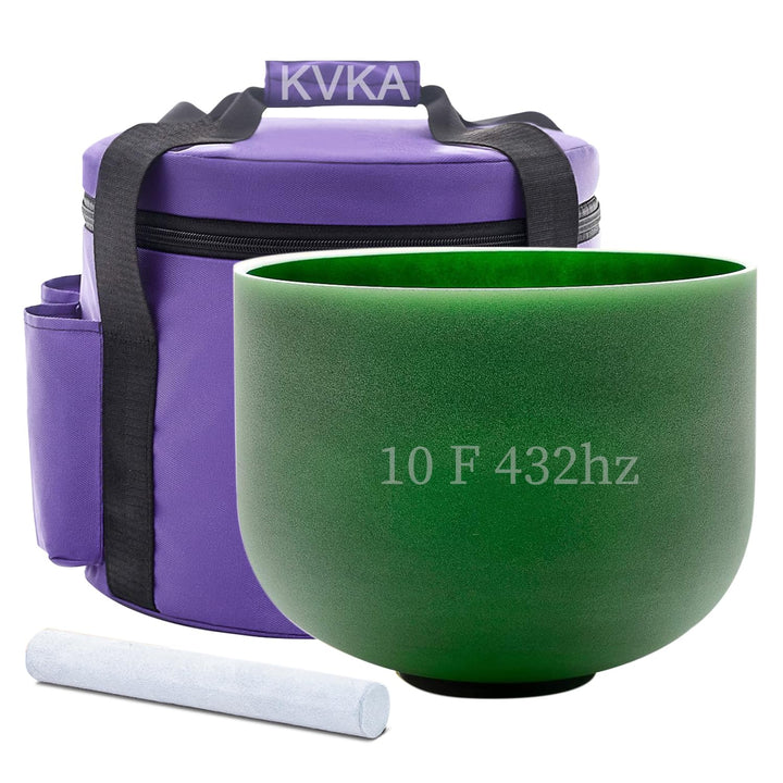KVKA 25cm Klangschalen, 432Hz F note 10 inch Grün Chakra Sound Healing Klangschale für Meditation St