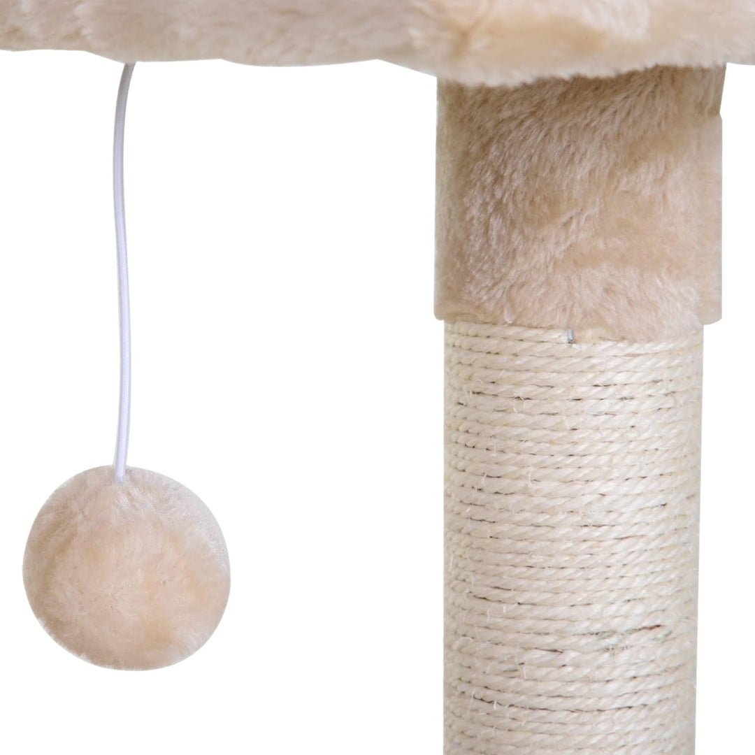 PawHut Kratzbaum 70 cm Kleiner Katzenturm, für kleine Katzen, Beige | Mit Plüschball, Sisalsäule, Gr