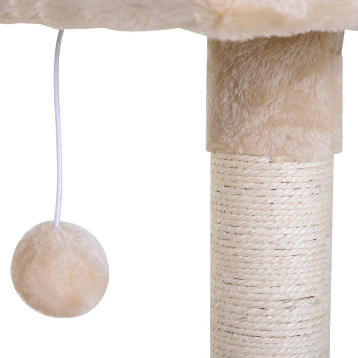 PawHut Kratzbaum 70 cm Kleiner Katzenturm, für kleine Katzen, Beige | Mit Plüschball, Sisalsäule, Gr