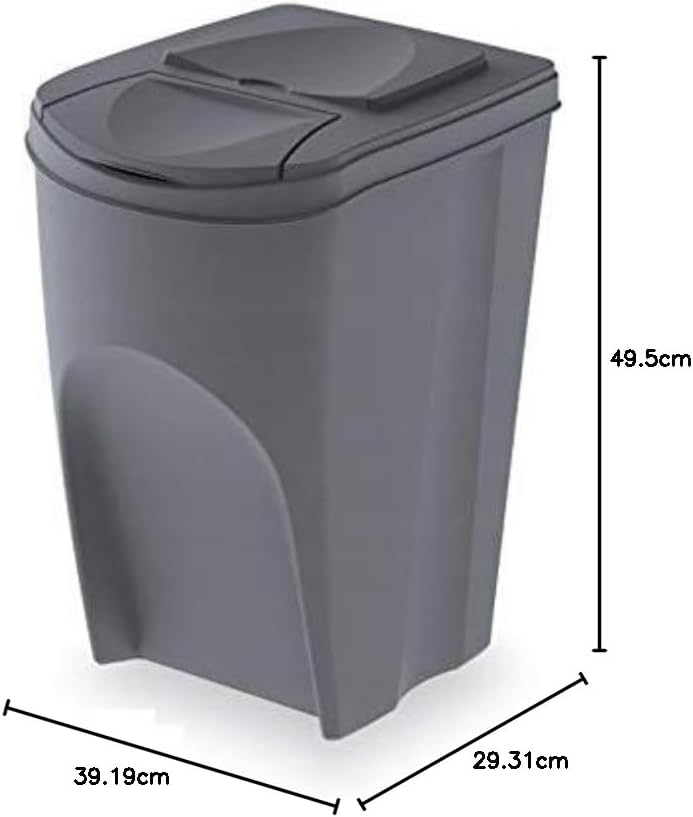 Set de 5 cubos de basura KEDEN SORTIBOX papelera reciclaje, gris, volumen 5x35L