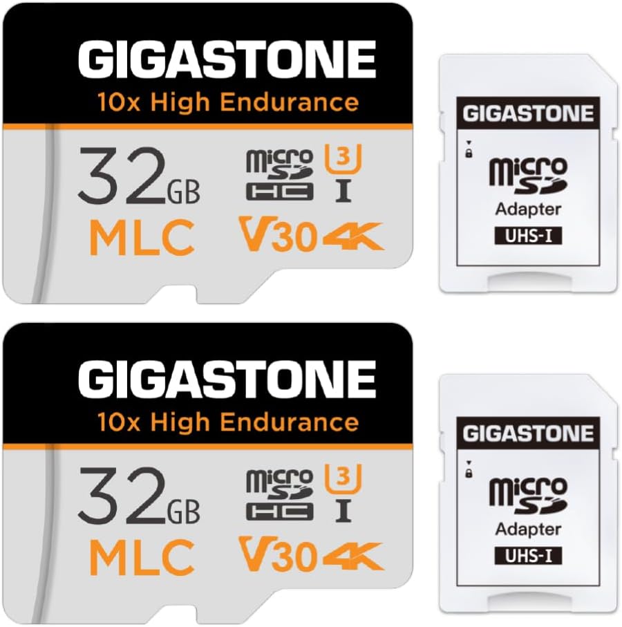 [10x High Endurance] Gigastone MLC 32GB 2er-Pack Industrial MicroSDXC Karte mit Adapter,95/60 MB/s 4