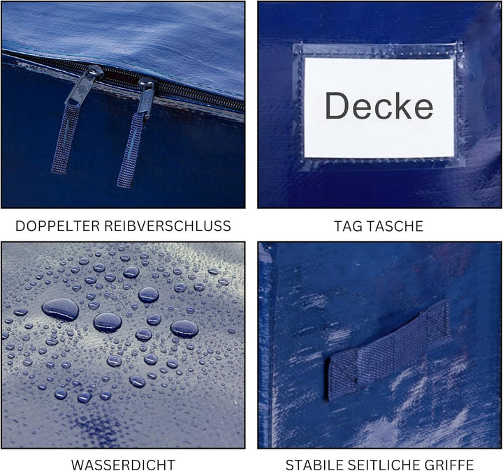 VENO 102 Liter Grosse Aufbewahrungstasche, Aufbewahrungsbox mit Deckel, Starke Griffe Umzugstaschen