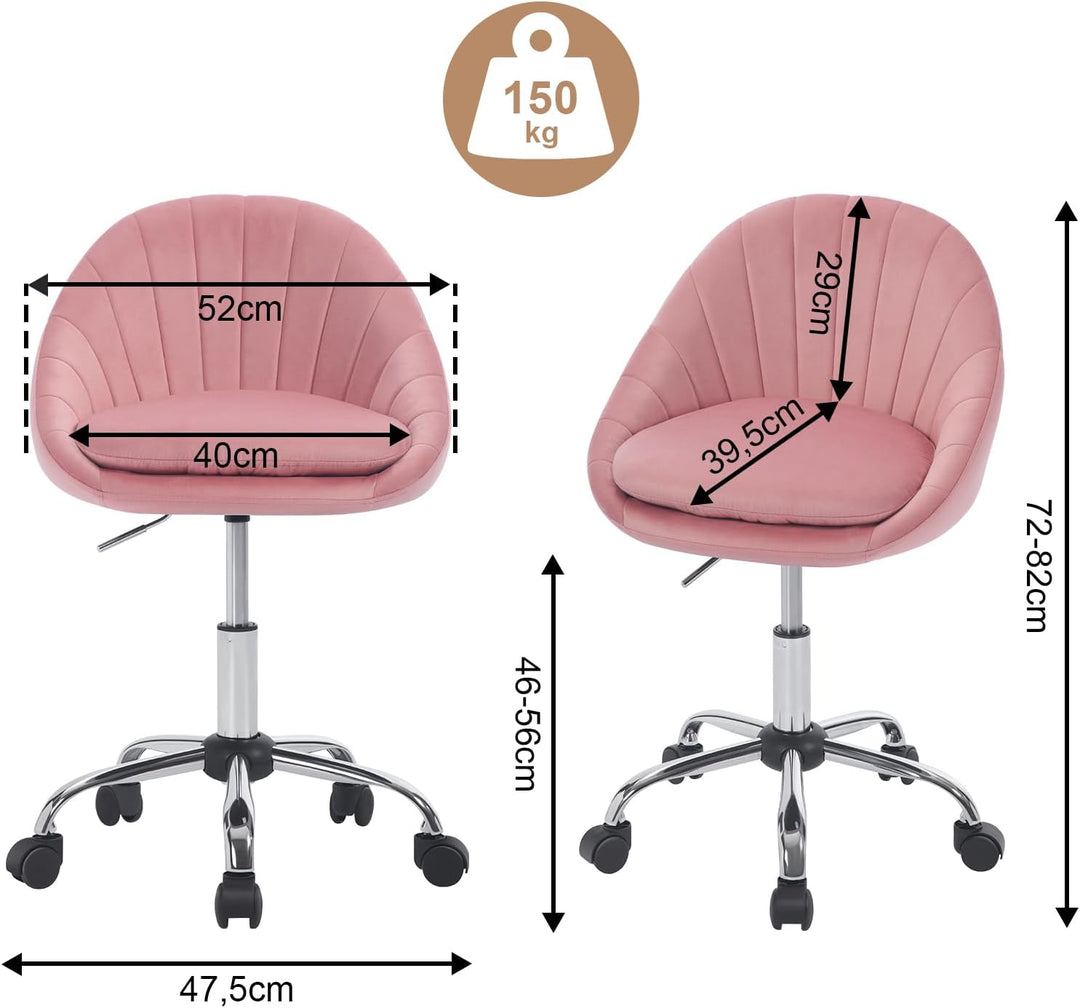 WOLTU Homeoffice Stuhl, Bürostuhl ergonomisch, Schminkstuhl drehbar, Drehstuhl mit Rollen, Schreibti
