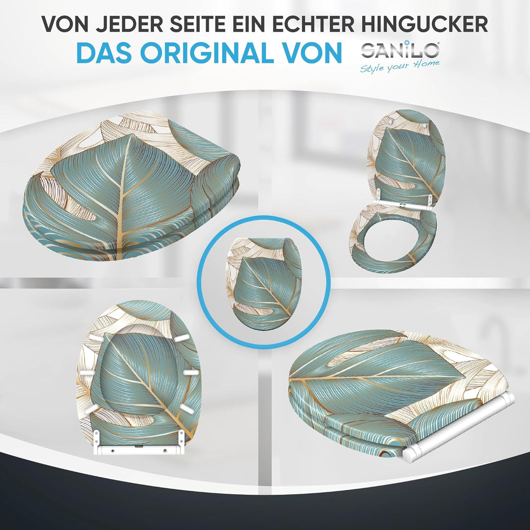 Sanilo WC Sitz mit Absenkautomatik & Schnellverschluss, Toilettendeckel per Knopfdruck abnehmbar, ei